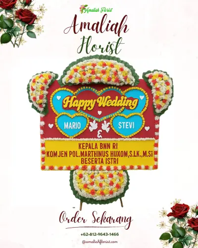 Karangan Papan Bunga Pernikahan di Danupayan
